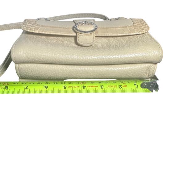 Brighton ALM Lutece Organizer Leather Croc Embossed Crossbody Purse Beige/Cream - Picture 10 of 14